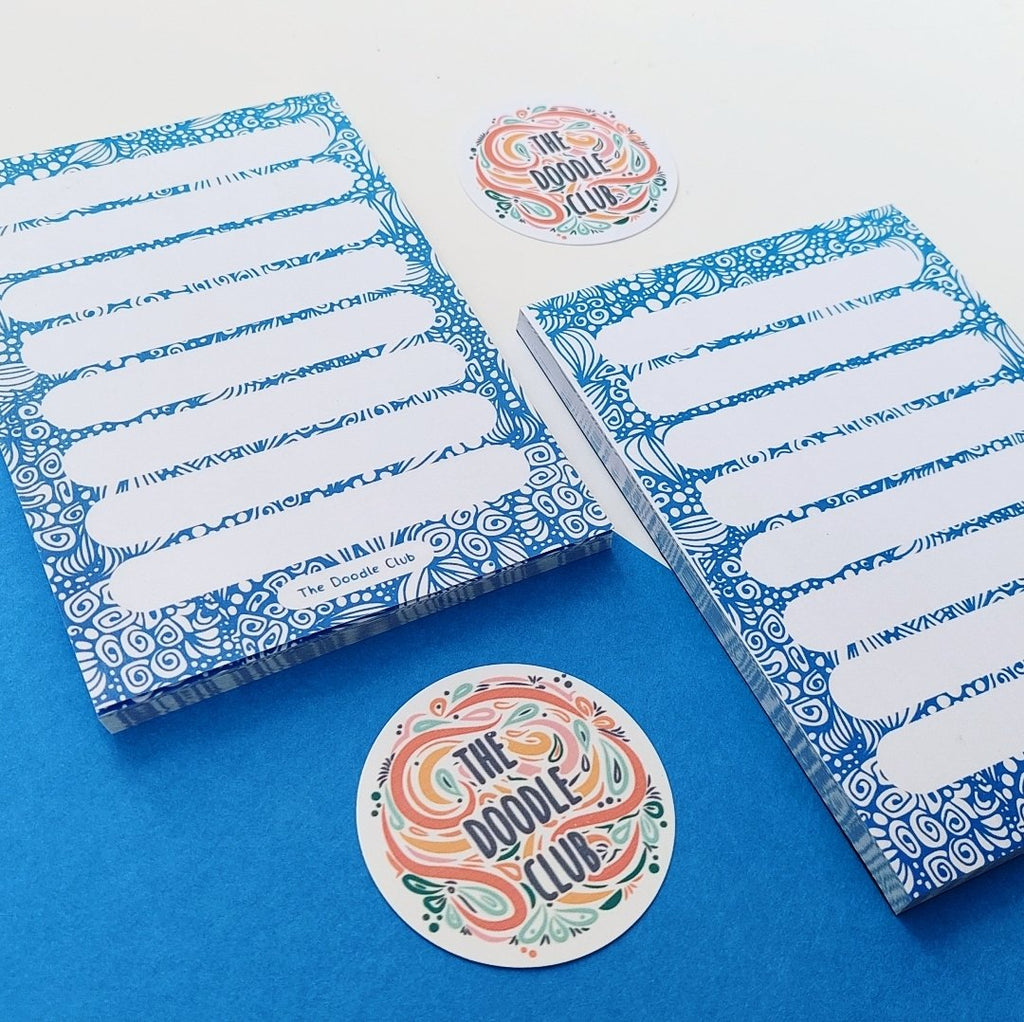 Blue Doodle Memo Pad