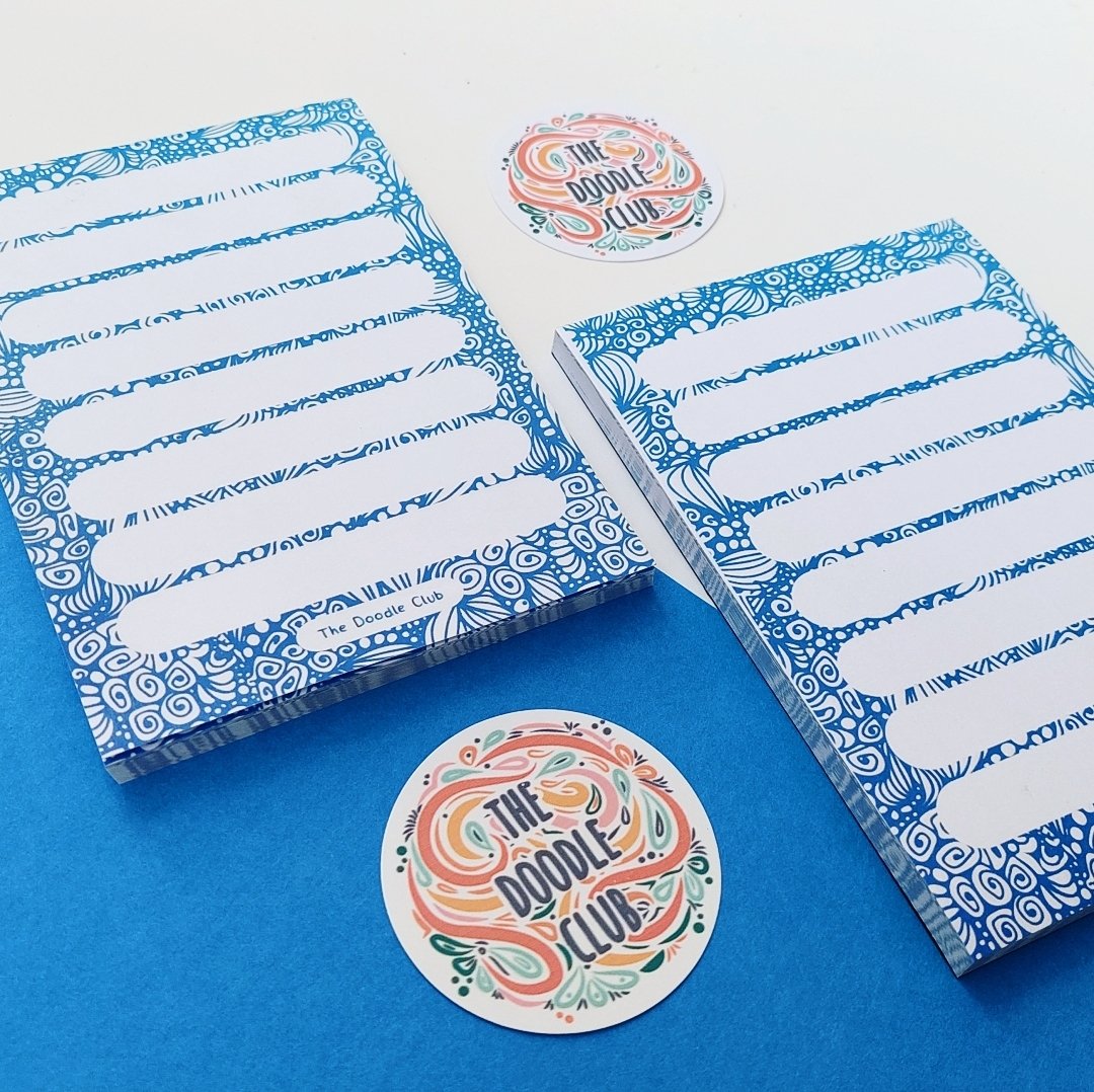 Blue Doodle Memo Pad