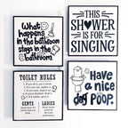 Set of 4 Funny Bathroom Crystal Square Frames (Pre-paid)