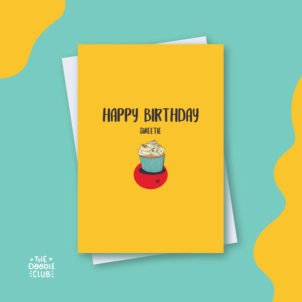 Happy Birthday Sweetie Yellow Card