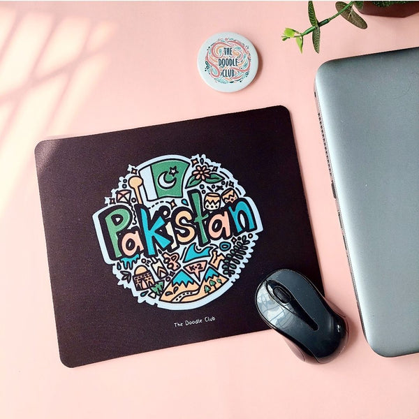 Pakistan Doodle Black Mousepad