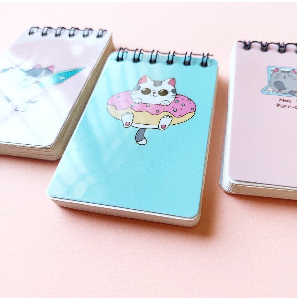 Set of 3 Cute Cat Mini Notepads