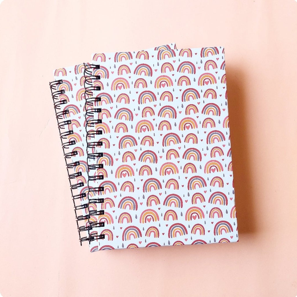 Rainbow Boho Off-White A5 Spiral Journal