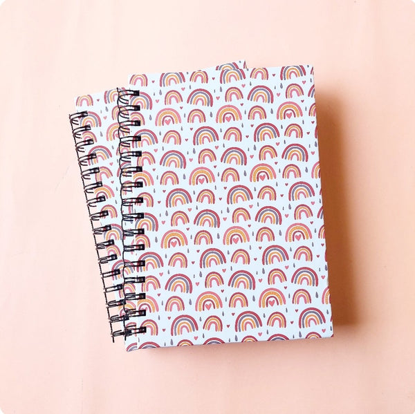 Rainbow Boho Off-White A5 Spiral Journal