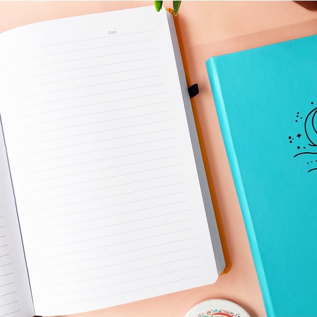 Set of 2 Yellow Sun and Turquoise Moon Ocean Journal Bundle