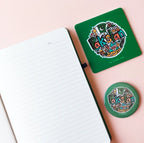 Pakistan Doodle Teal Green Journal, Coaster and Magnet Bundle