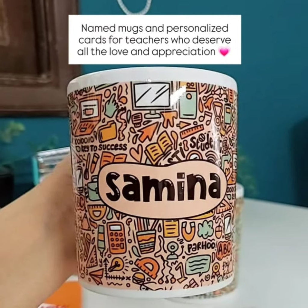 Doodled Teacher Named Mugs (Pre-paid)
