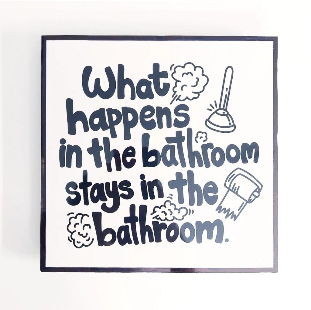 Set of 4 Funny Bathroom Crystal Square Frames (Pre-paid)