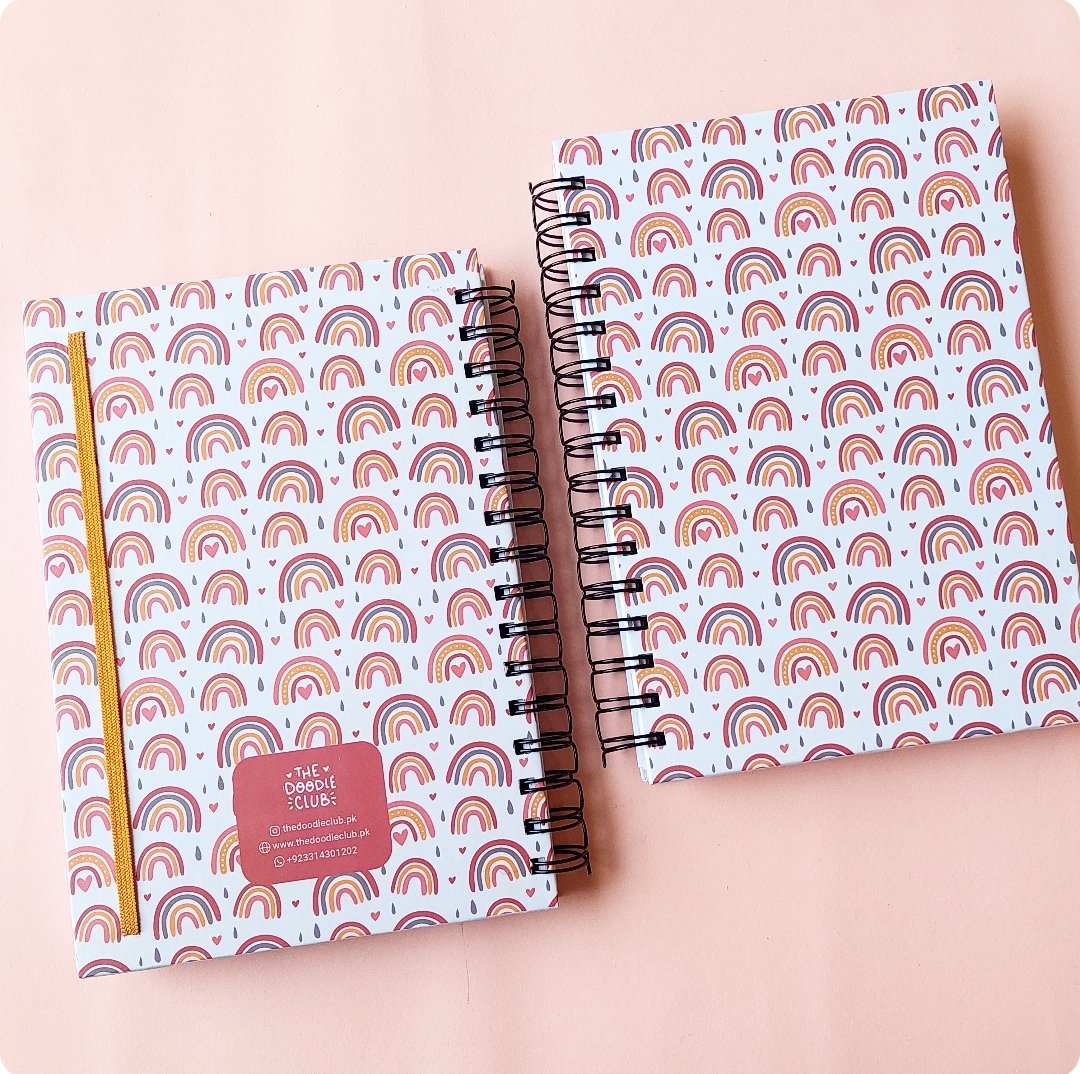 Rainbow Boho Off-White A5 Spiral Journal