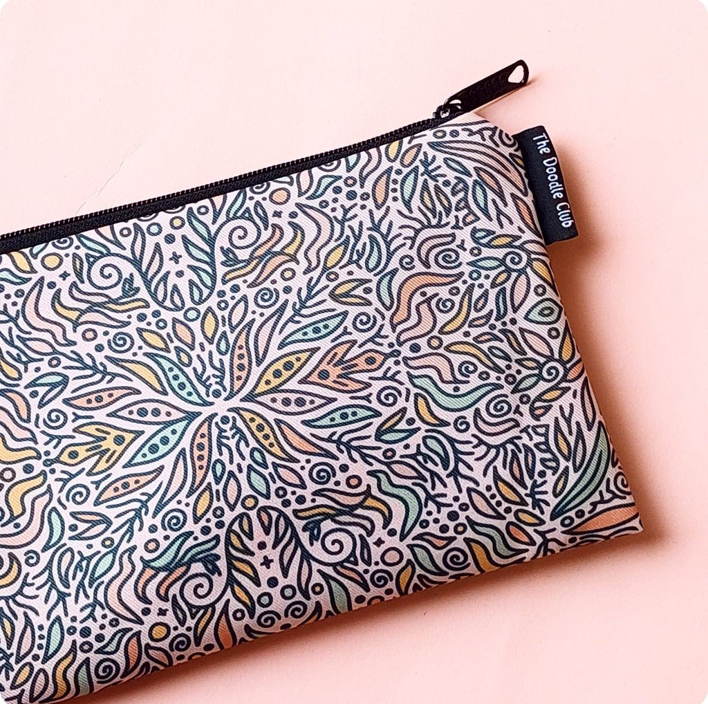 Pastel Pink Leaves Zipper Pouch