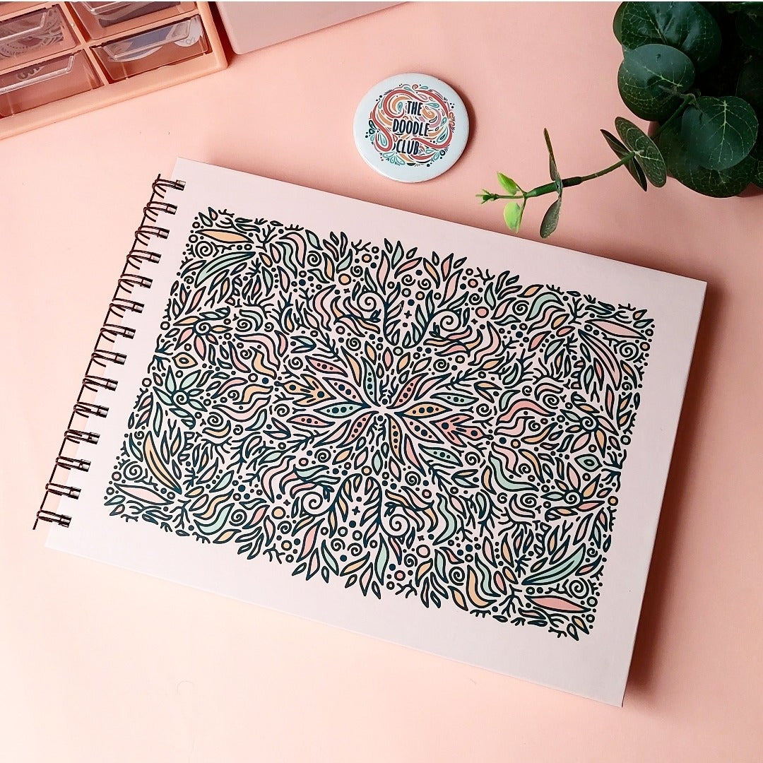 Leaves Doodle Pastel Pink Sketchbook