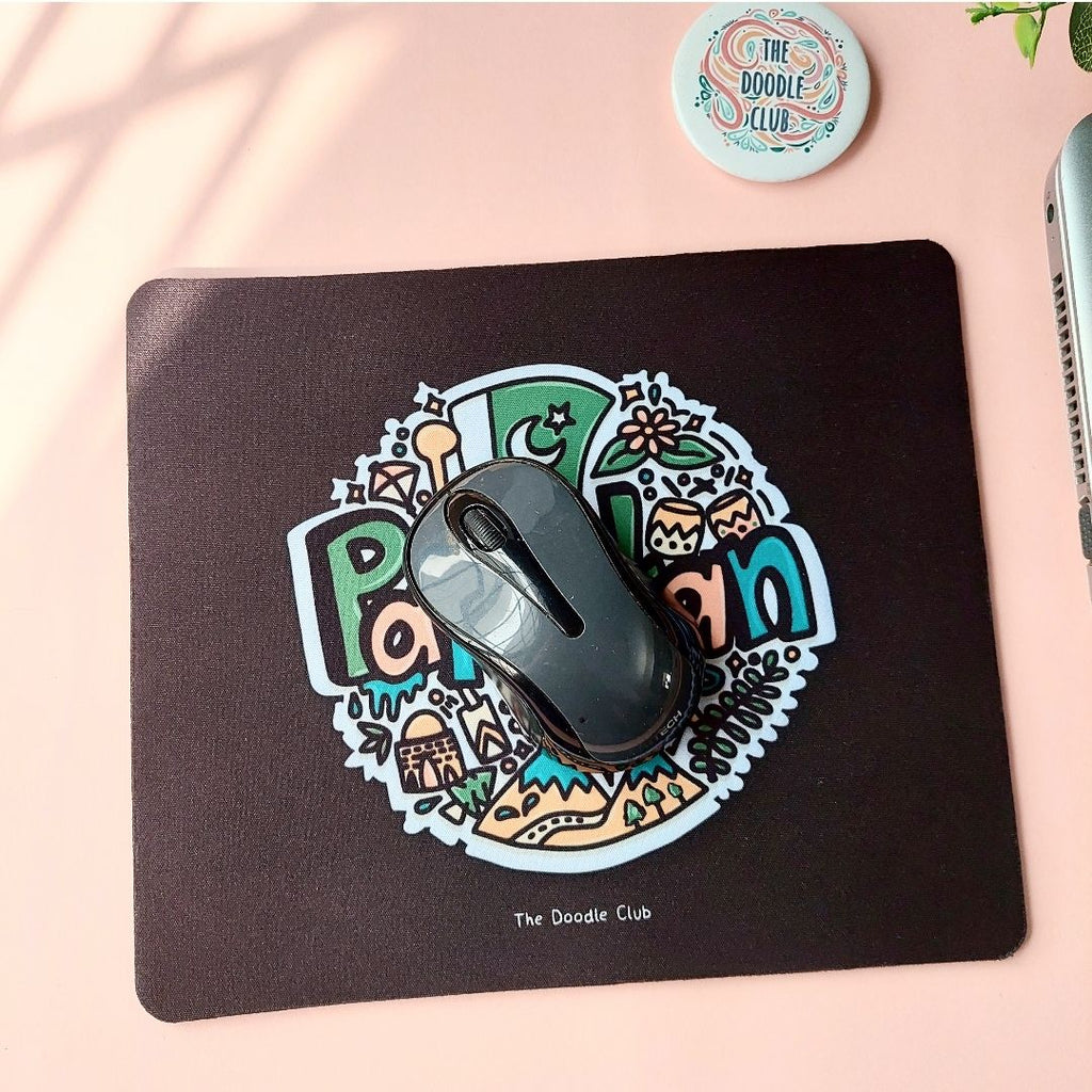 Pakistan Doodle Black Mousepad