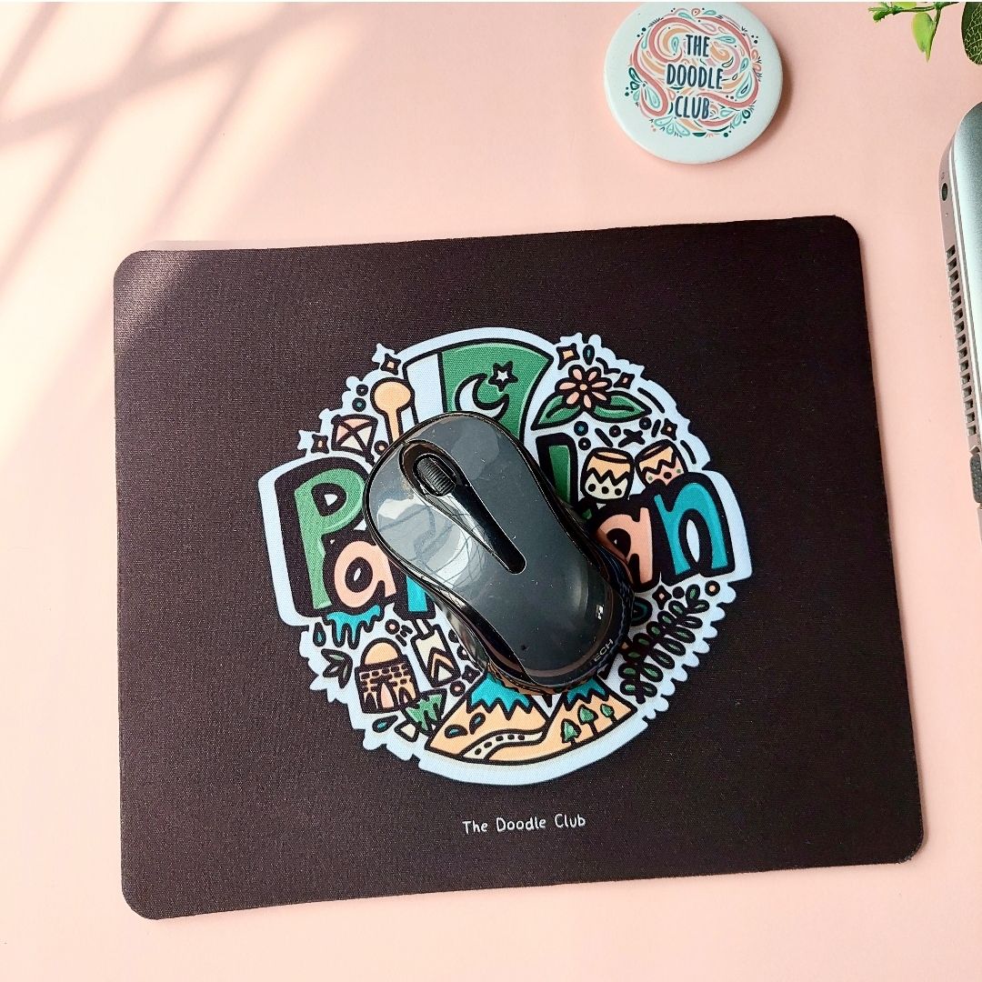 Pakistan Doodle Black Mousepad