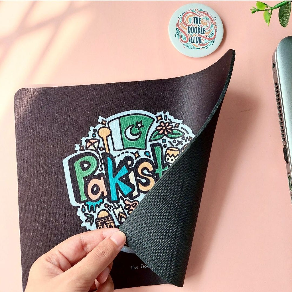 Pakistan Doodle Black Mousepad