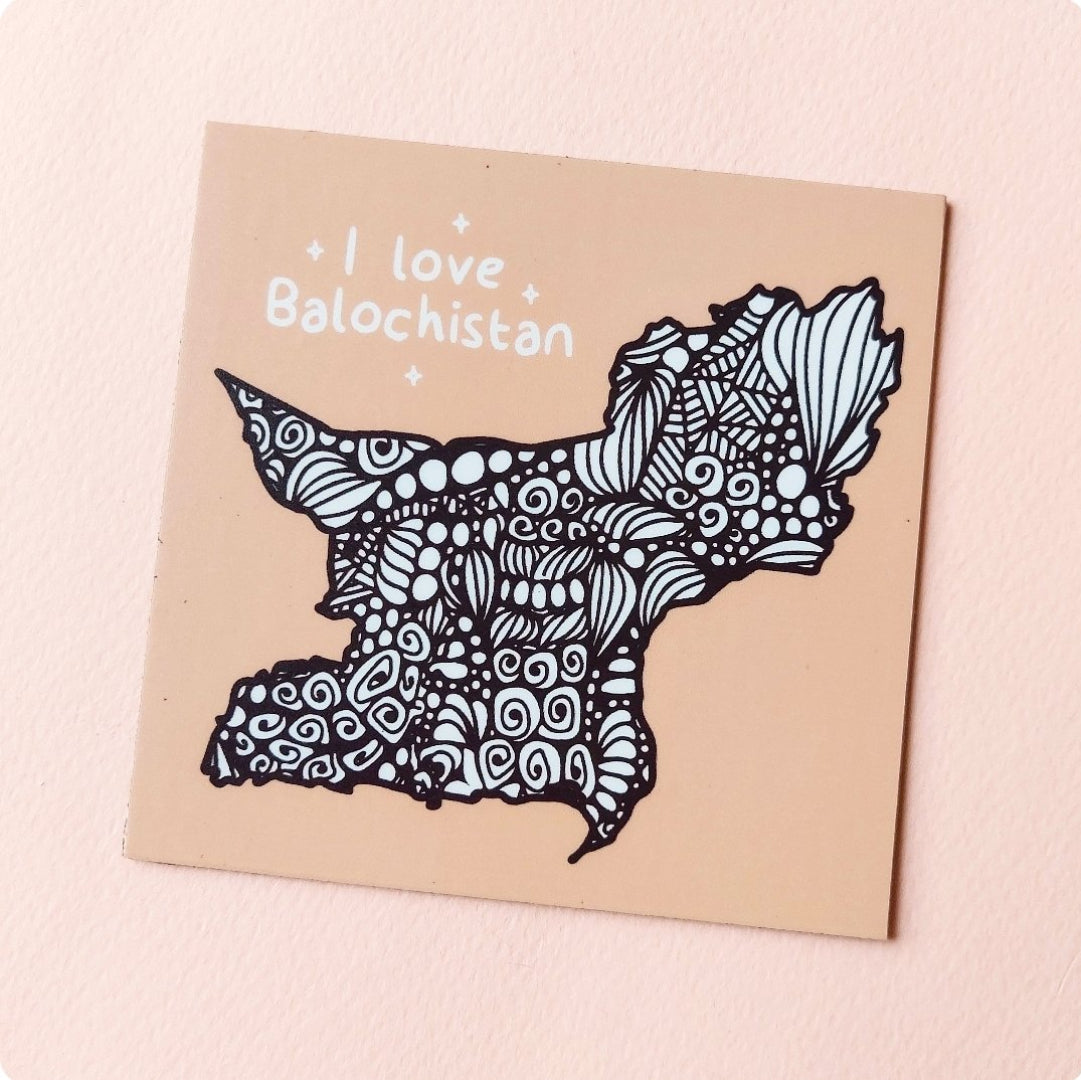 I love Balochistan' Doodle - Fridge Magnet