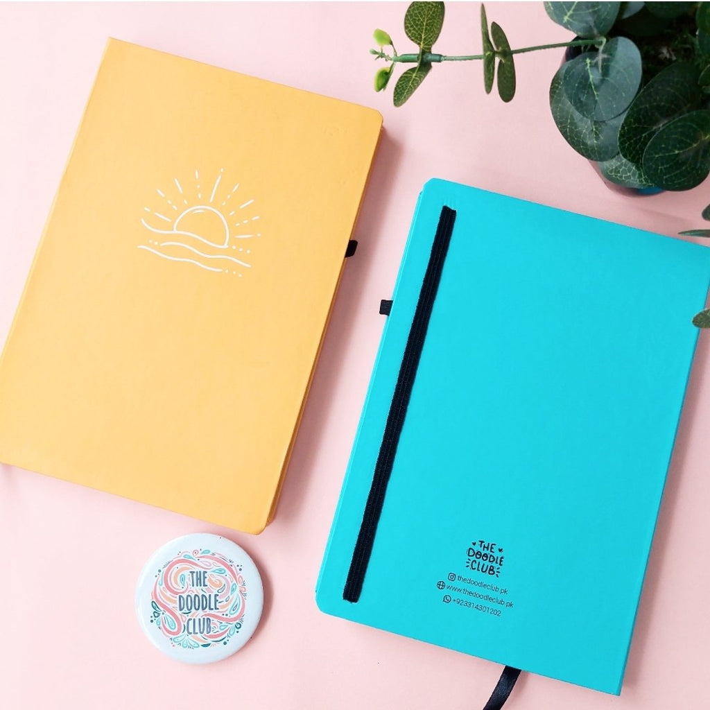Set of 2 Yellow Sun and Turquoise Moon Ocean Journal Bundle