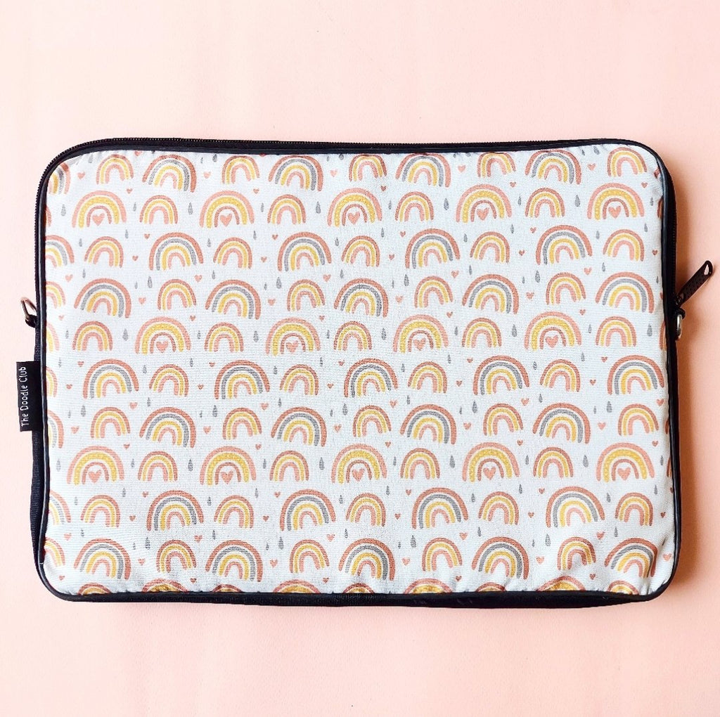 Rainbow Boho White Laptop Sleeve