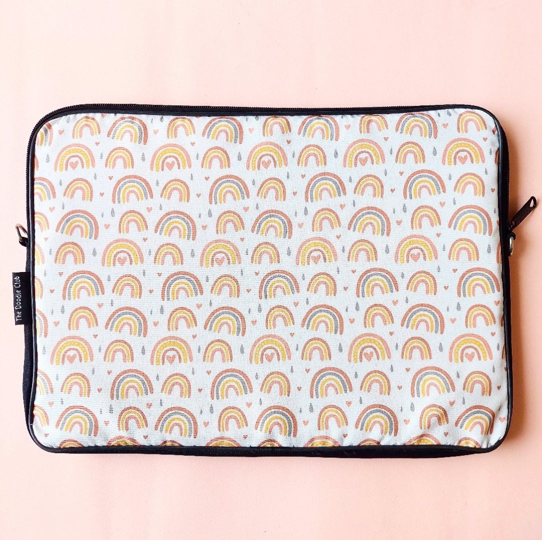 Rainbow Boho White Laptop Sleeve