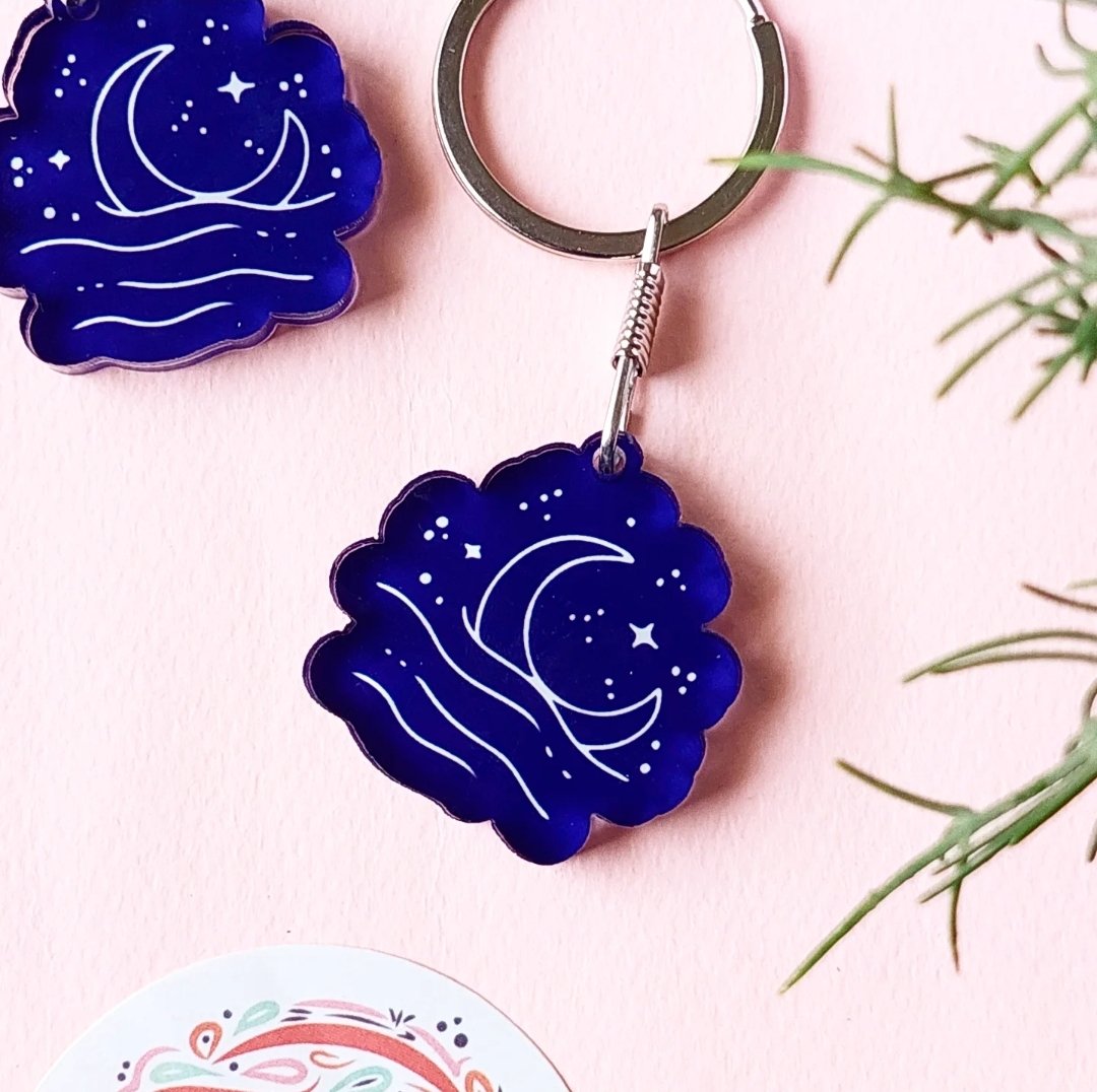 Blue Moon Acrylic Keychain