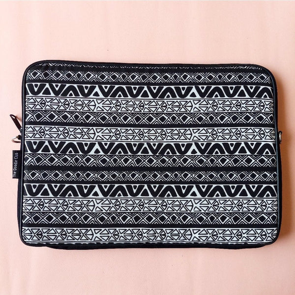 Black and White Doodle Laptop Sleeve