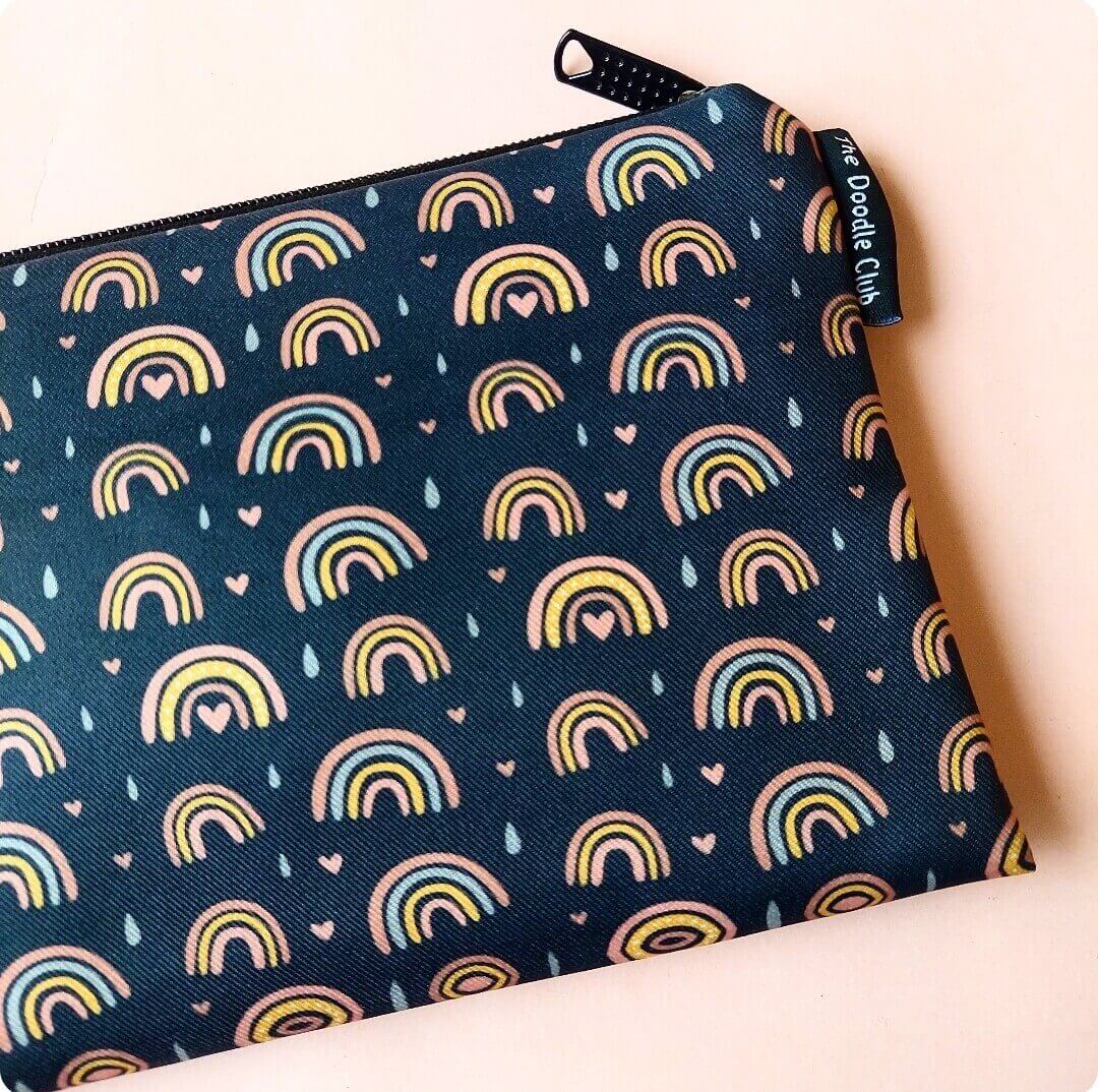 Rainbow Boho Dark Zipper Pouch