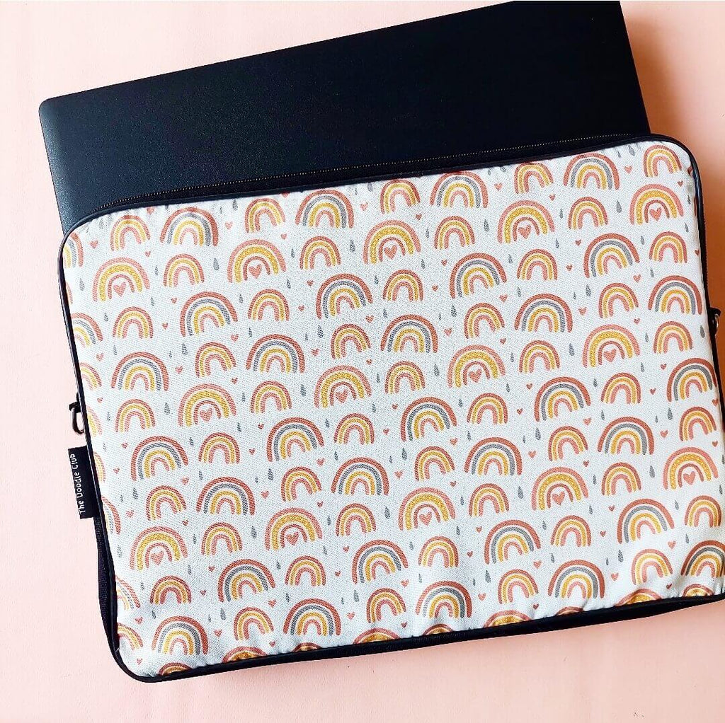 Rainbow Boho White Laptop Sleeve