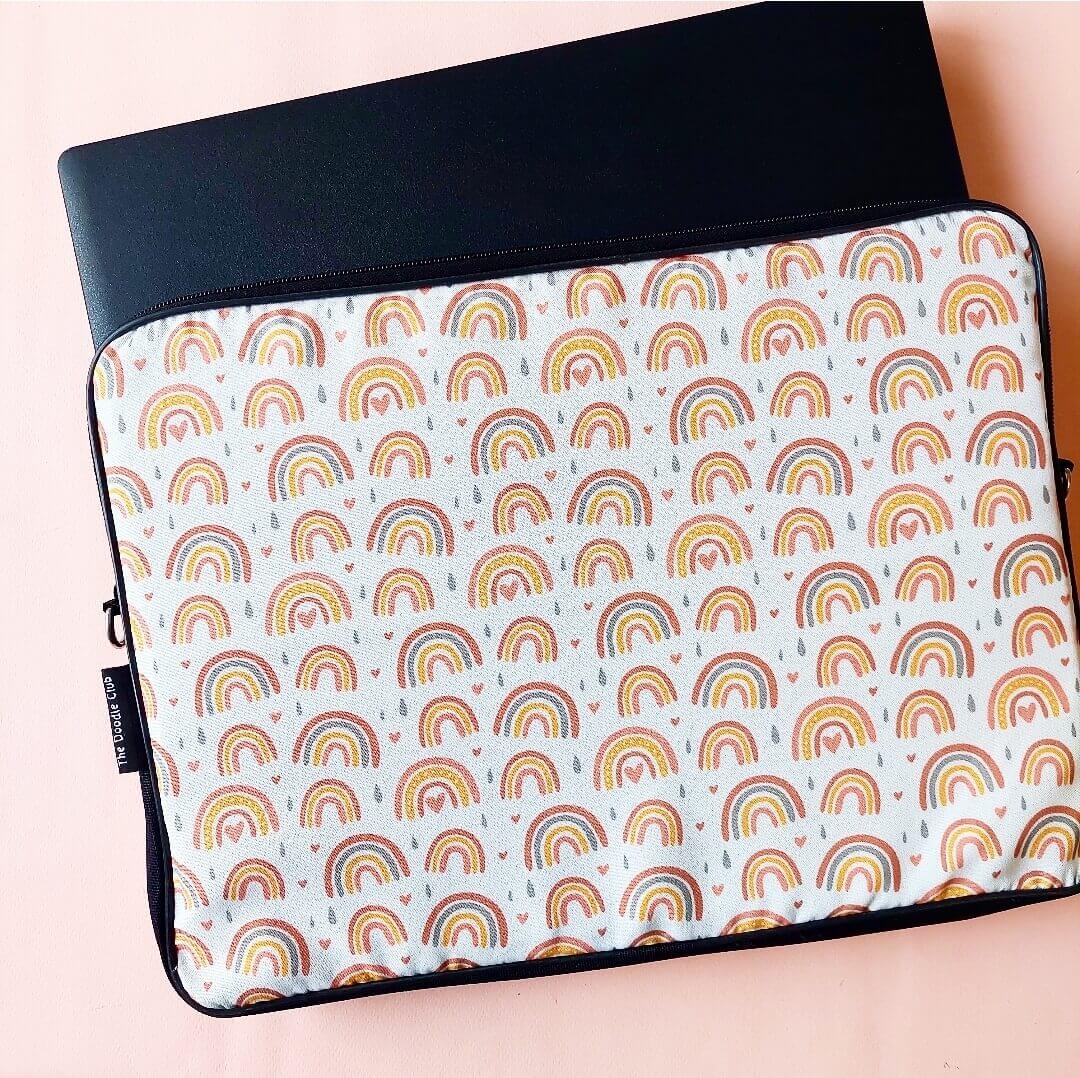 Rainbow Boho White Laptop Sleeve