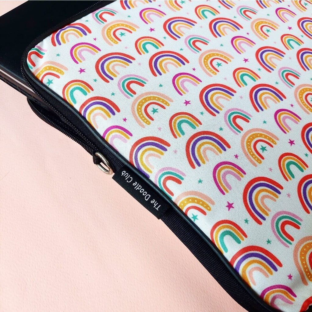 Rainbow Stars White Laptop Sleeve
