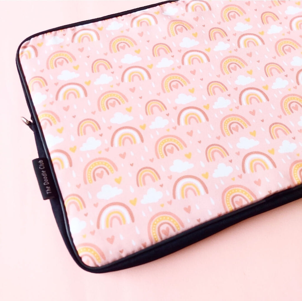 Rainbow Clouds Pastel Pink Laptop Sleeve