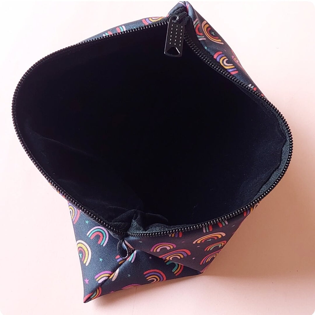 Rainbow Stars Dark Zipper Pouch