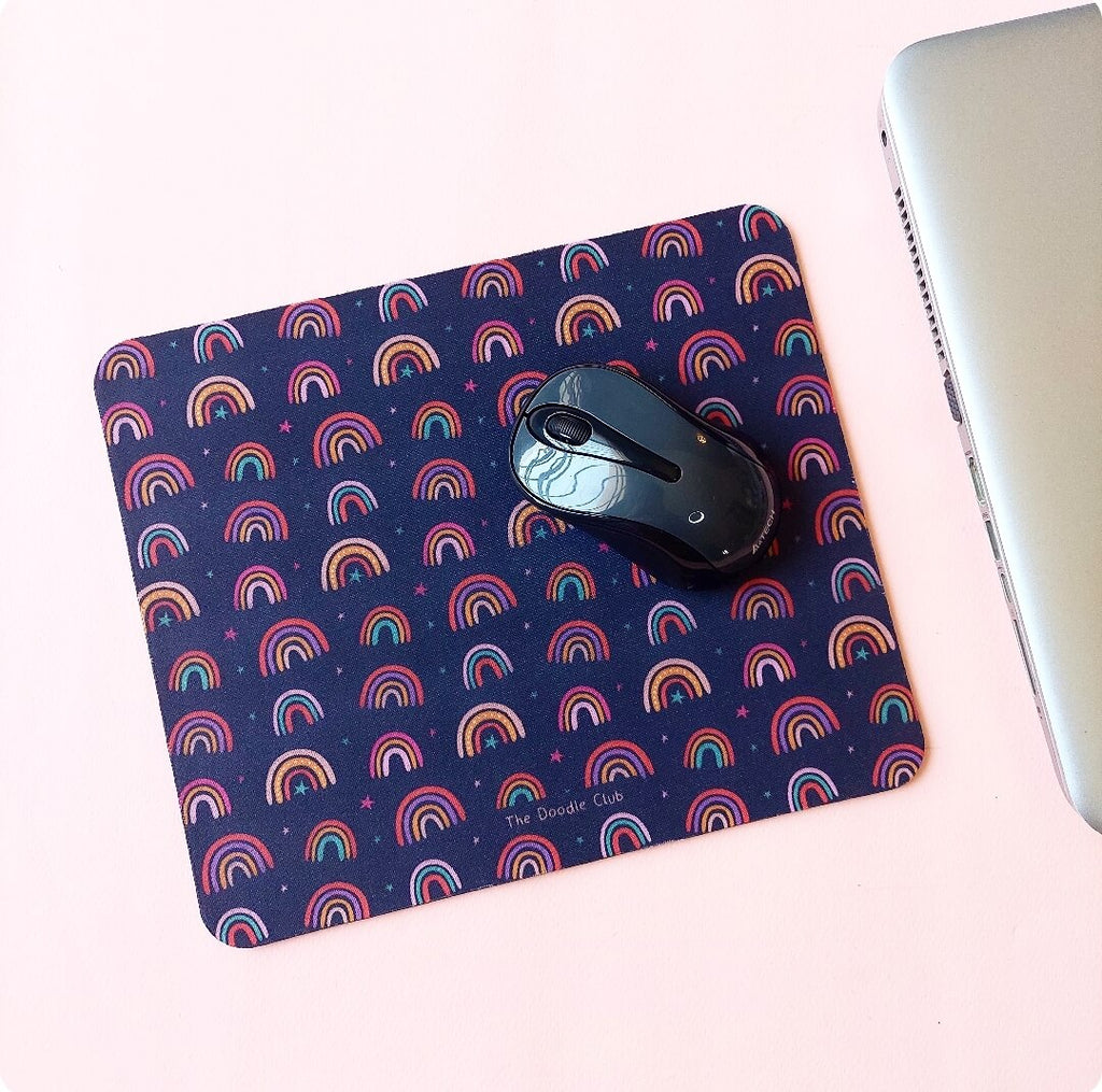 Rainbow Star Dark - Doodle Mousepad