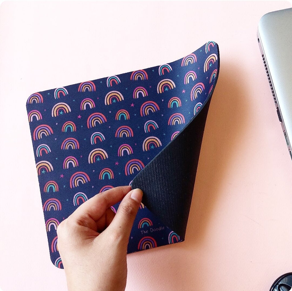 Rainbow Star Dark - Doodle Mousepad