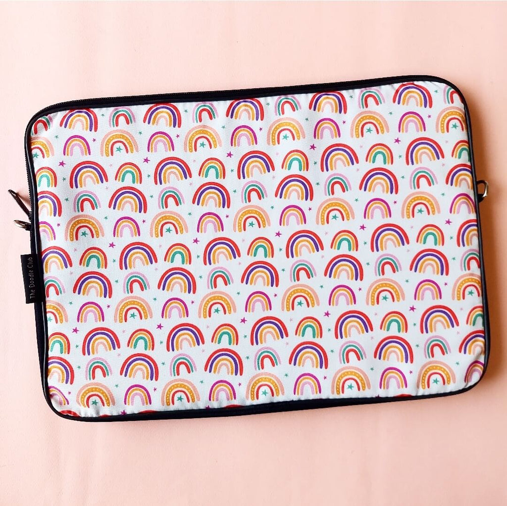Rainbow Stars White Laptop Sleeve