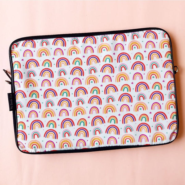 Rainbow Stars White Laptop Sleeve