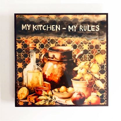 'My kitchen - My Rules' Crystal Square Frame (Pre-paid)