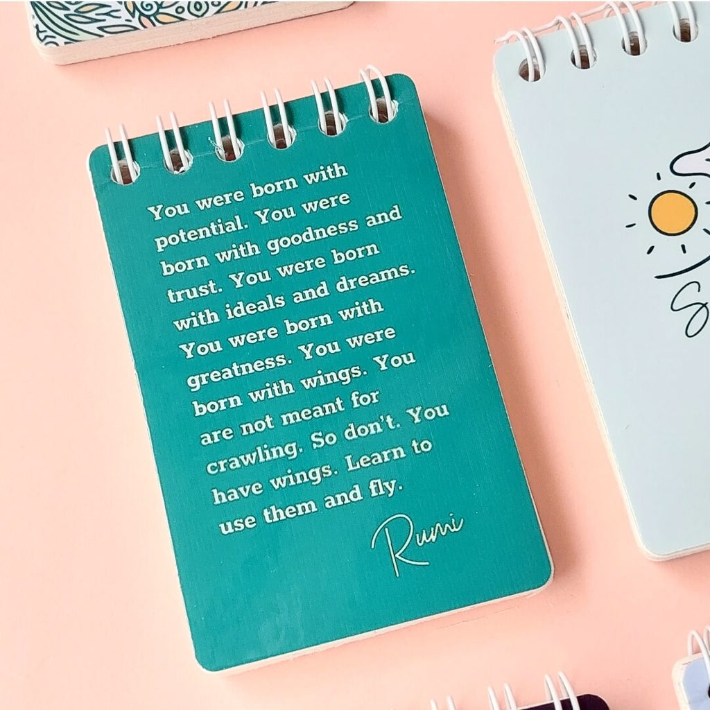 Rumi Quote Teal Green Mini Notepad