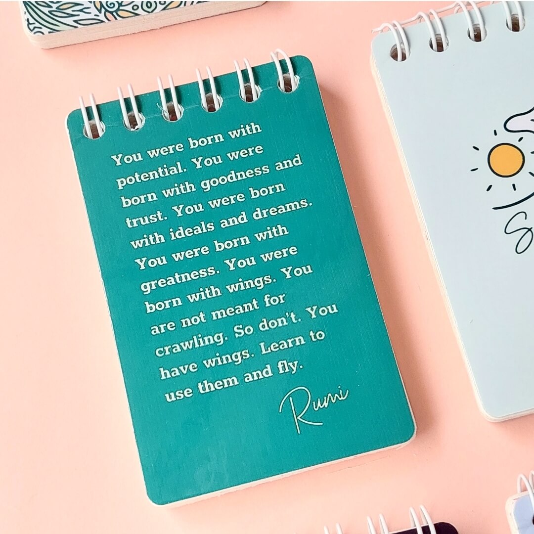 Rumi Quote Teal Green Mini Notepad