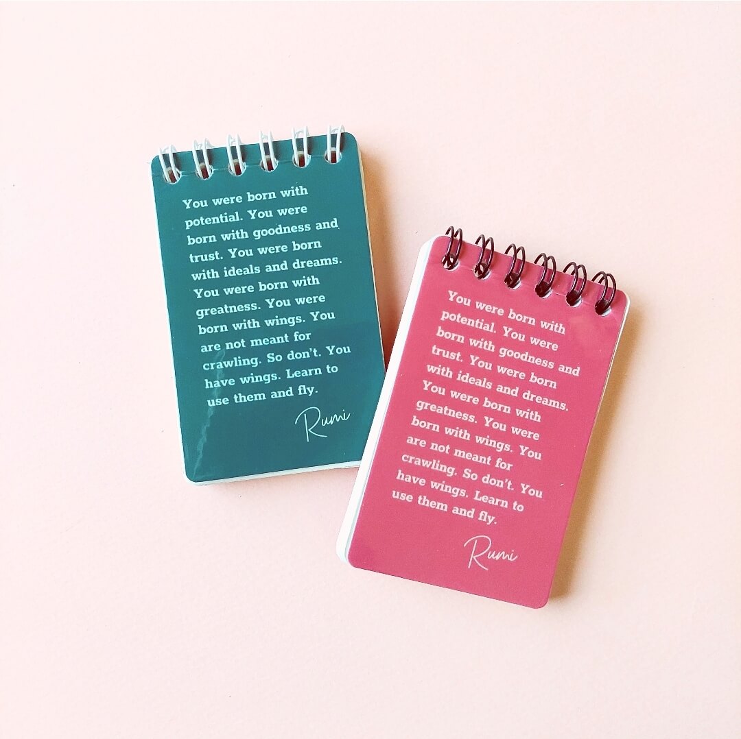 Rumi Quote Teal Green Mini Notepad
