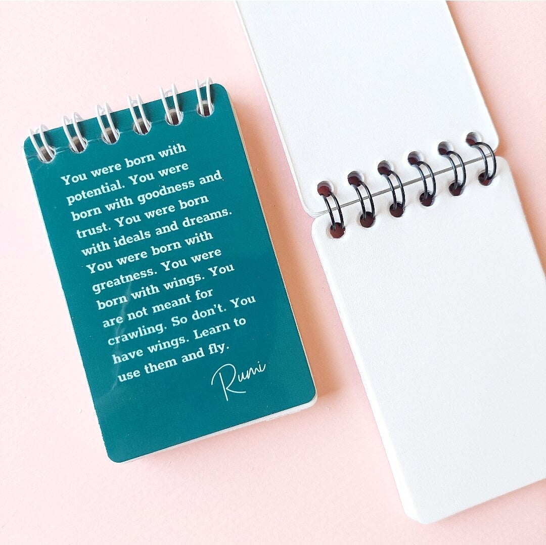 Rumi Quote Teal Green Mini Notepad