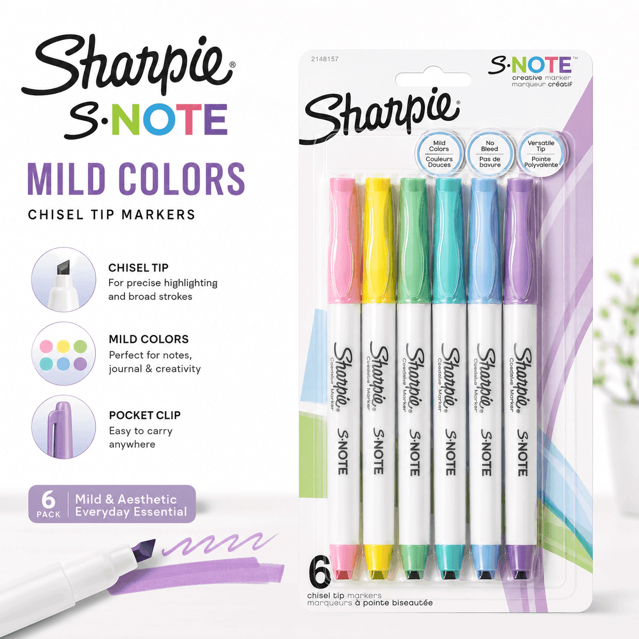 Sharpie Mild Colors Markers • 6 Pack