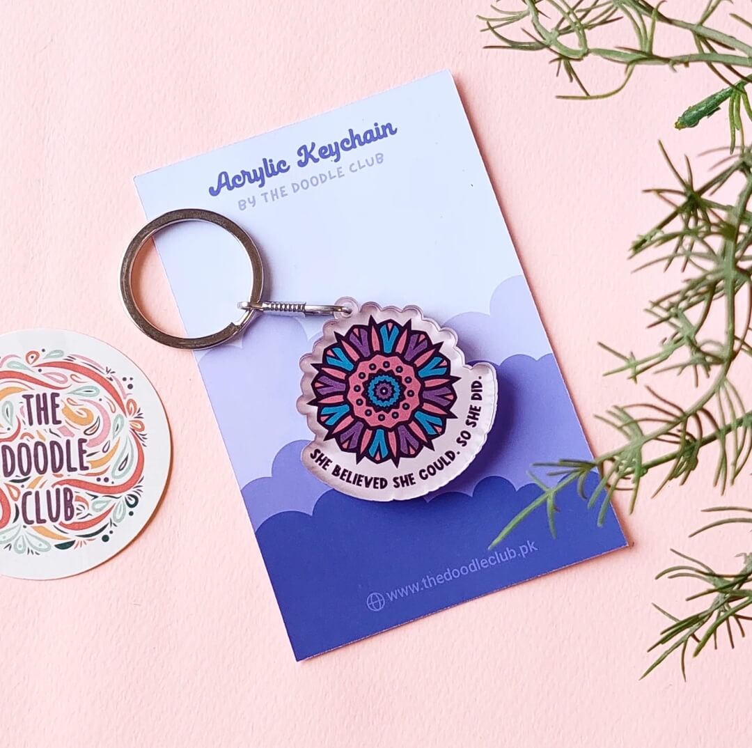 Mandala Acrylic Keychain with quote for her