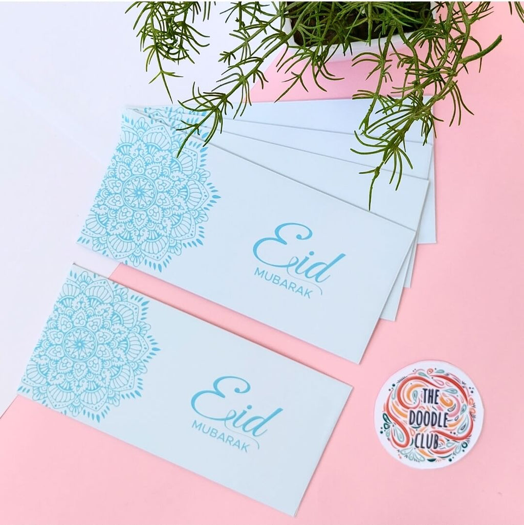 Sky Blue Eid Envelopes