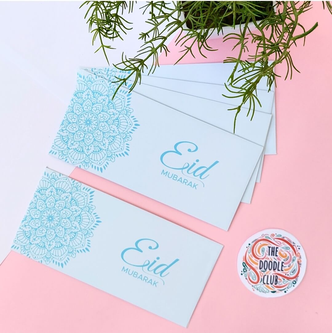 Sky Blue Eid Envelopes