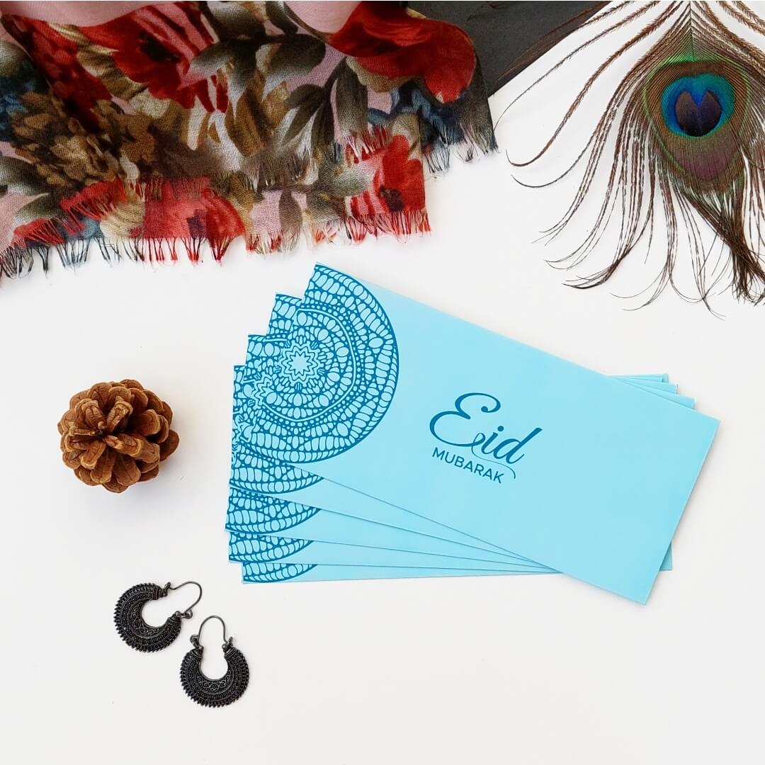 Blue Side Mandala - Eid Mubarak Envelopes