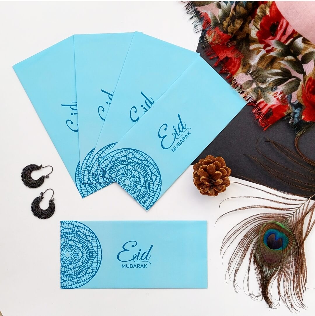Blue Side Mandala - Eid Mubarak Envelopes