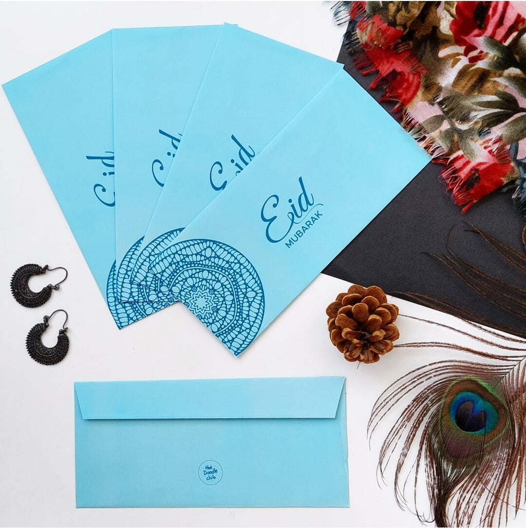 Blue Side Mandala - Eid Mubarak Envelopes