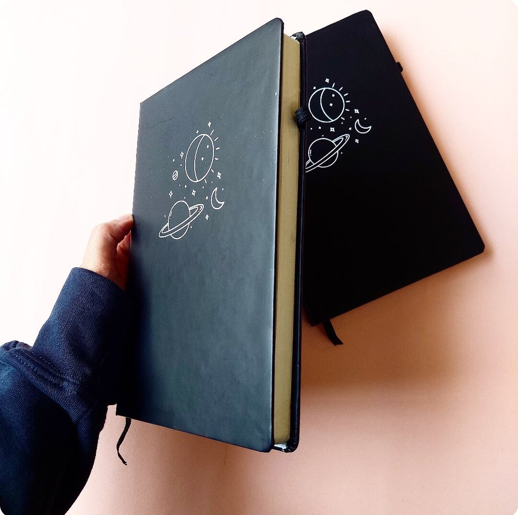 Minimalistic Space Doodle Black Journal