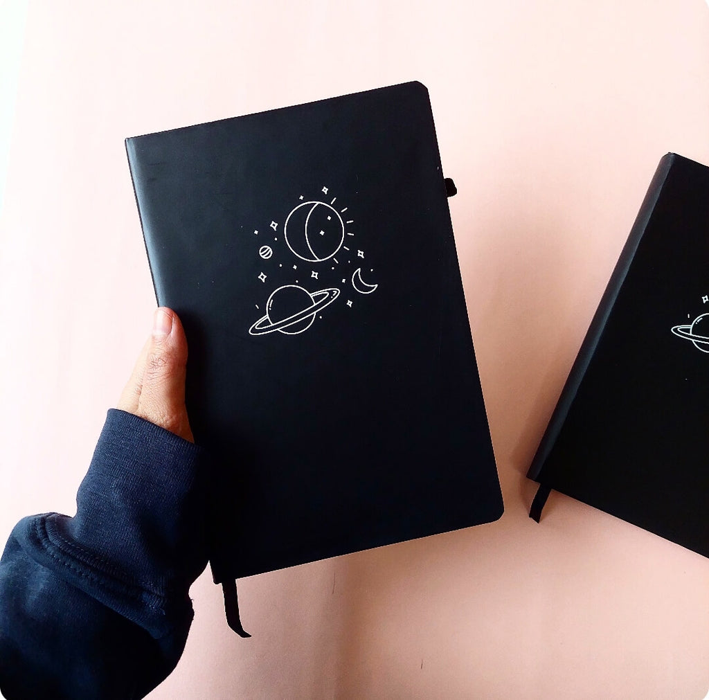 Minimalistic Space Doodle Black Journal