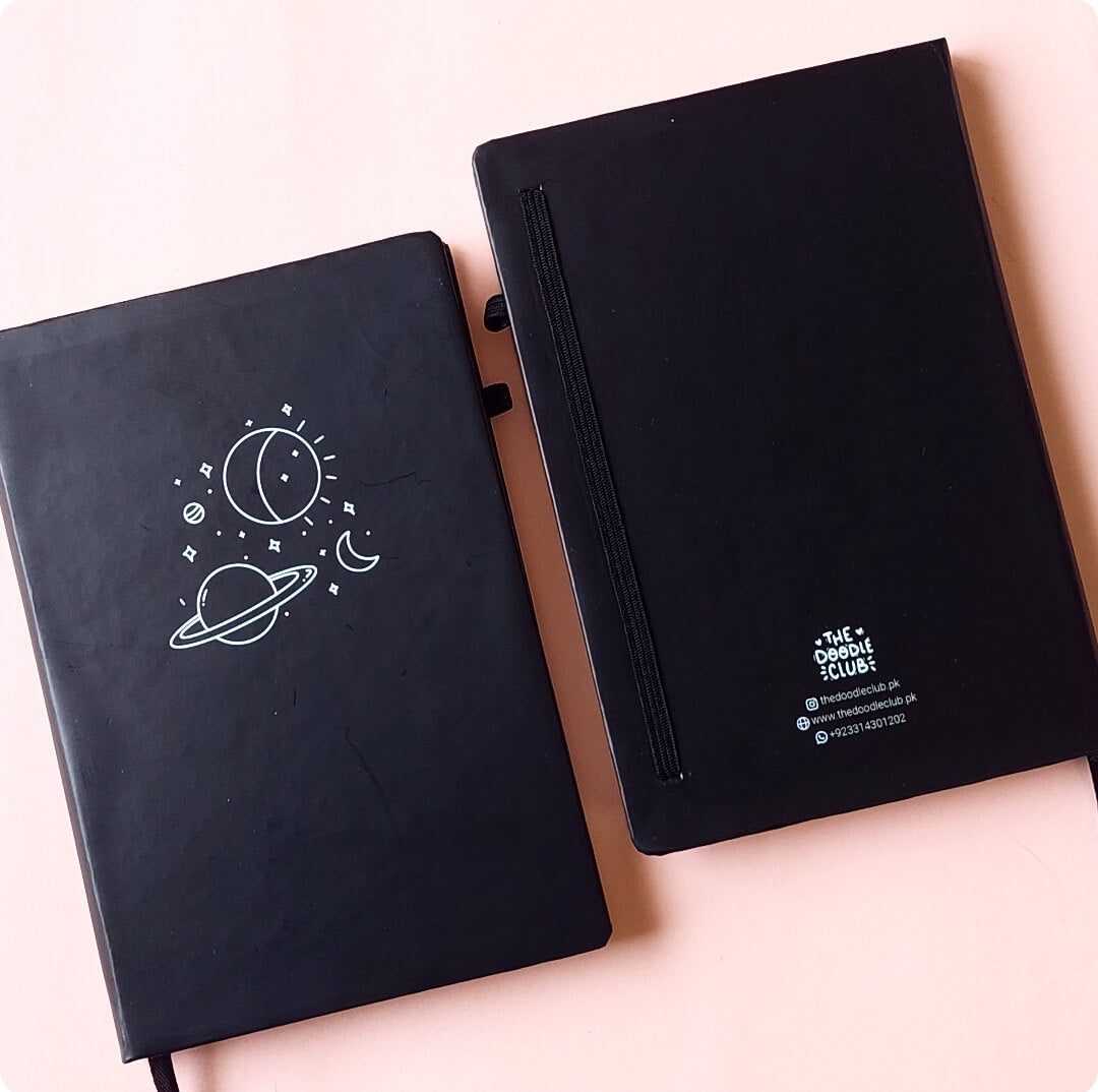 Minimalistic Space Doodle Black Journal