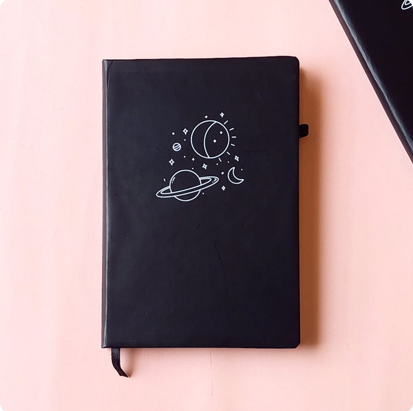Minimalistic Space Doodle Black Journal